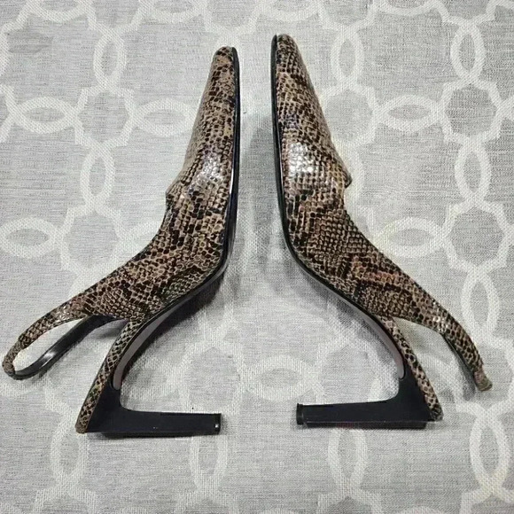 Colin Stuart Leather Snake Printed Sling Back Heels Size 7 - Picture 5 of 9